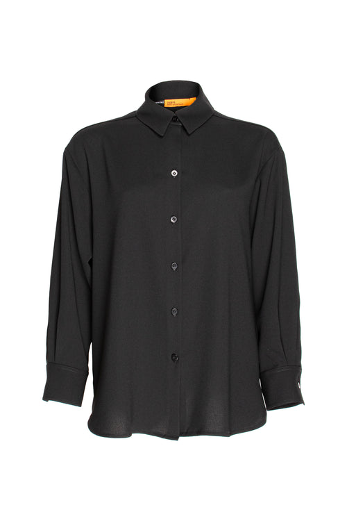 Drop Shoulder Long Sleeve Shirt - Black 4642