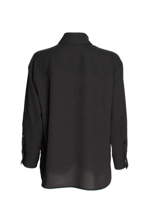 Drop Shoulder Long Sleeve Shirt - Black 4642
