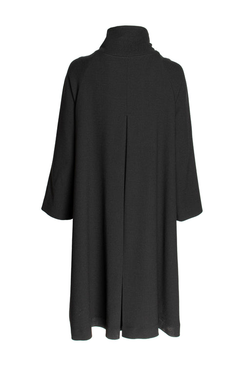Drop Collar Long Coat - Black Viscoes 4672
