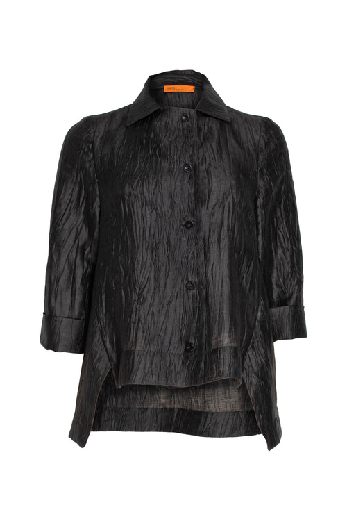 Open Collar Shirt - Black 3335