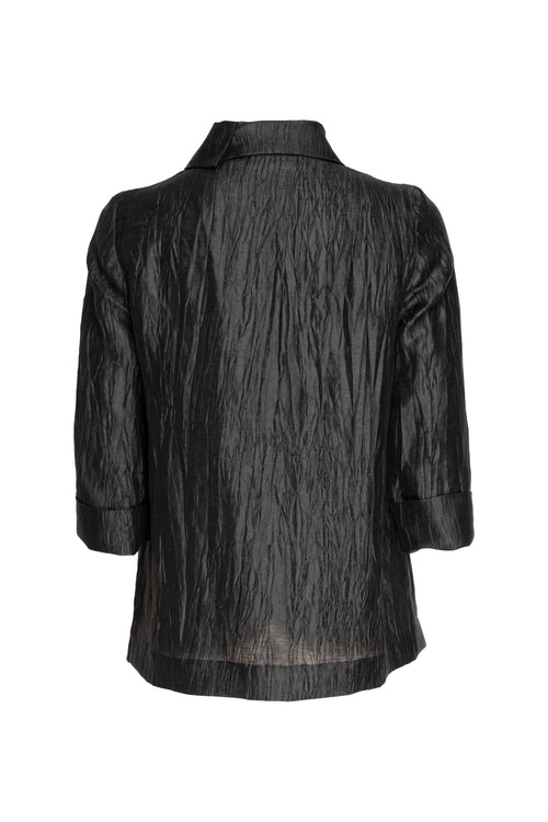 Open Collar Shirt - Black 3335
