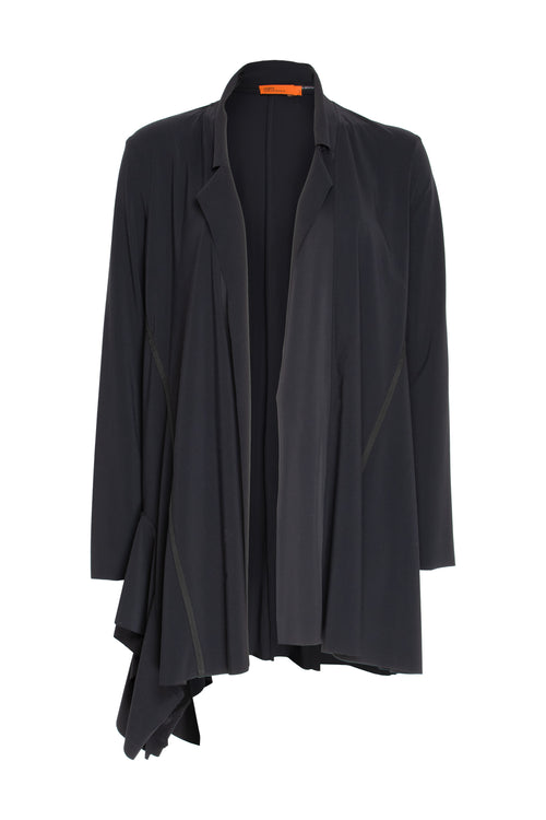 Side Drape Duster Jacket - Black Jersey 3310