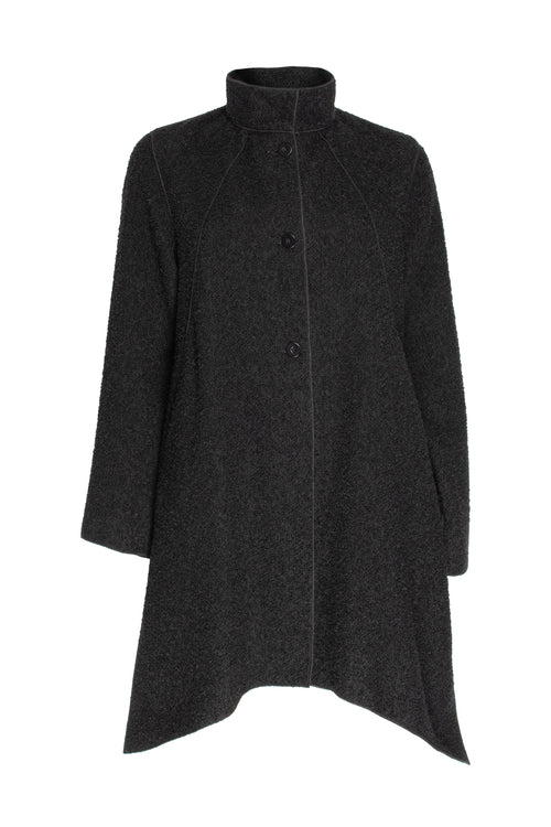 Uneven Hem Coat - Black 4658