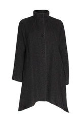 Uneven Hem Coat - Black 4658