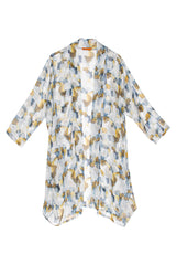 Chartreuse/Silver Side Drape Long Duster 3387