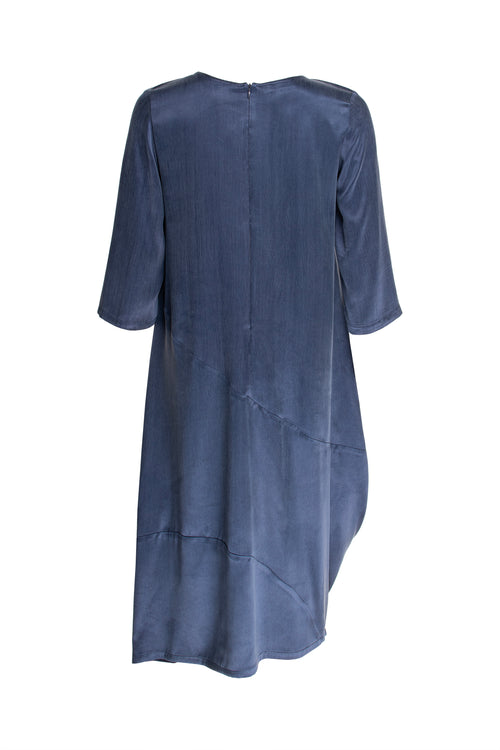 3/4 Sleeve Tucked Dress - Steel 3356