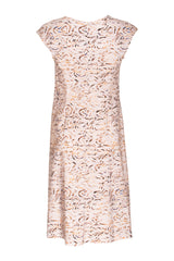 Cap Sleeve Dress - Beige/Chocolate Printed Jersey 6028