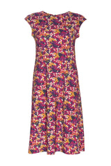 Cap Sleeve Dress - Plum/Navy Printed Jersey 7845