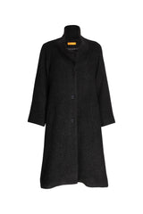Drop Collar Long Coat - Black 4637