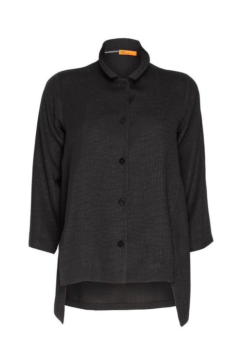 Drop Hem Shirt - Black Texture 3451