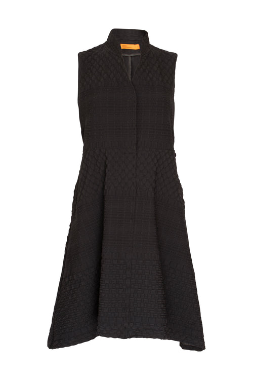 Back Drawstring Tunic - Black Jacquard 7812