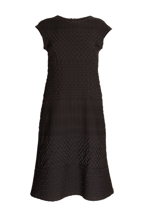 Cap Sleeve Dress - Black Jacquard 7806