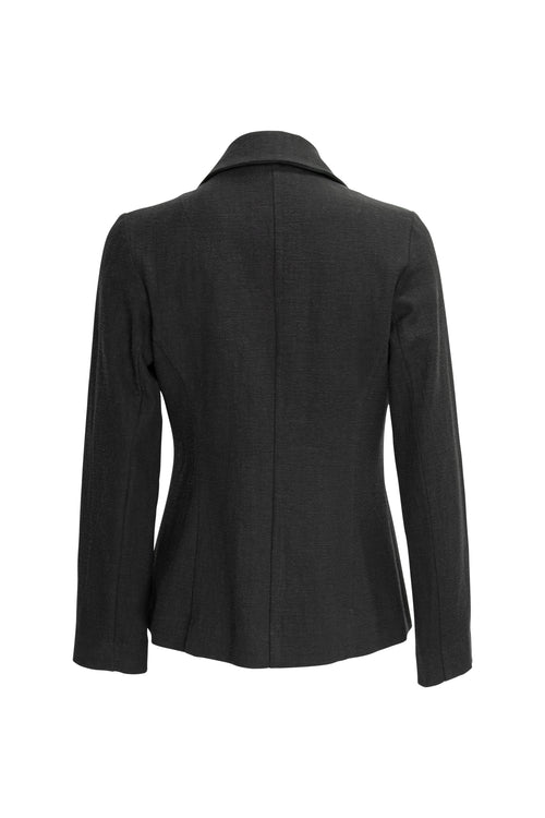 High Revere Collar Jacket - Black Slub Linen 6050