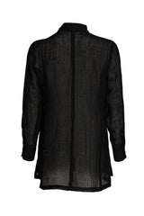 4 Button Shirt - Black Linen 3427
