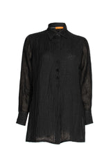 4 Button Shirt - Black Linen 3427