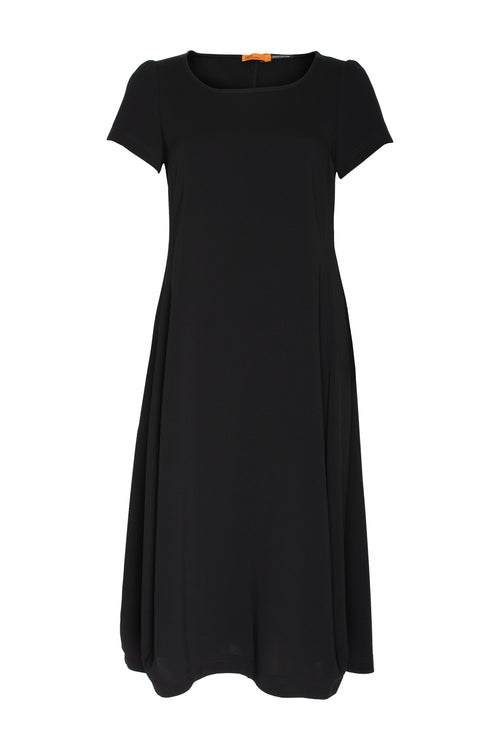 Short Sleeve Bell Panel Dress - Black 6023