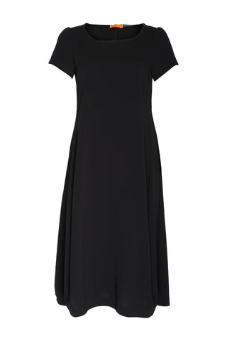 Short Sleeve Side Pockets Dress - Charcoal Jacquard 2257