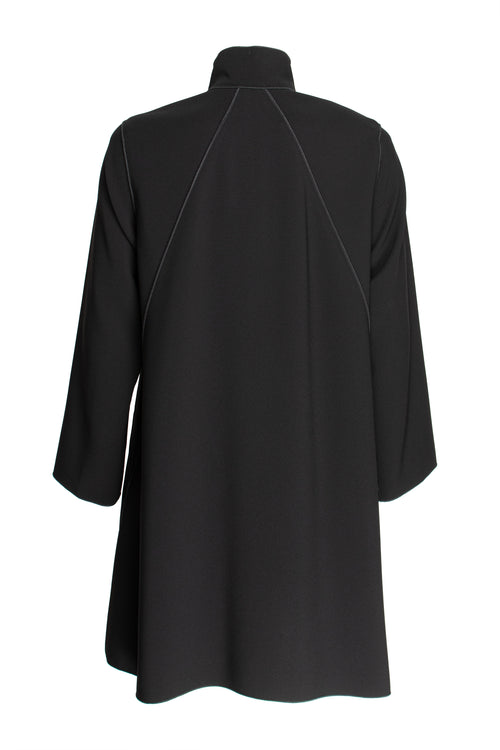 Uneven Hem Coat - Black Tria-cetate 3448