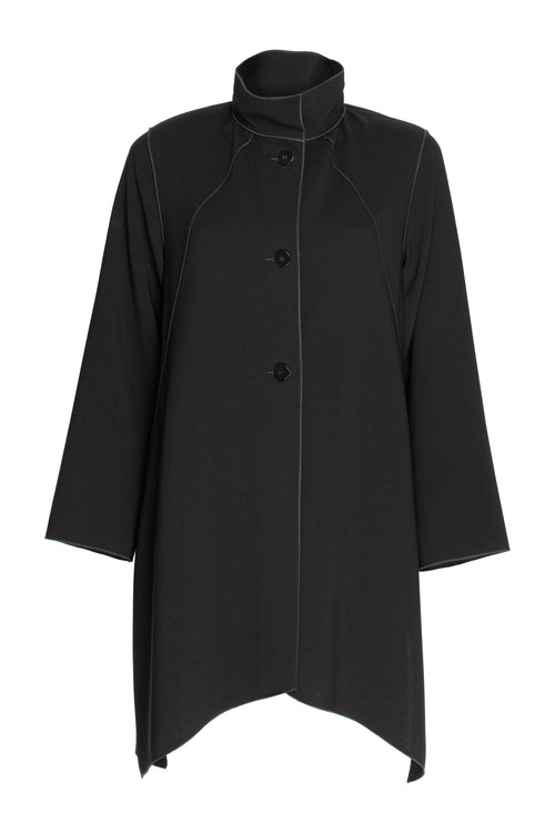 Uneven Hem Coat - Black Tria-cetate 3448