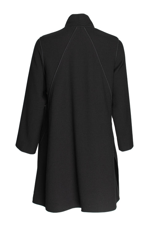 Uneven Hem Coat - Black Wool 3446