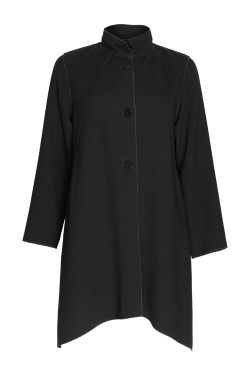 Uneven Hem Coat - Black Wool 3446