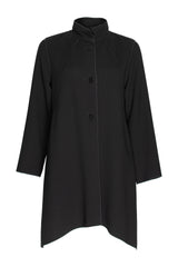 Uneven Hem Coat - Black Wool 3446