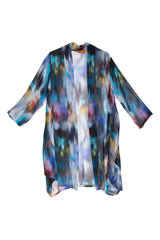 Plum/Blue Side Drape Long Duster 3386