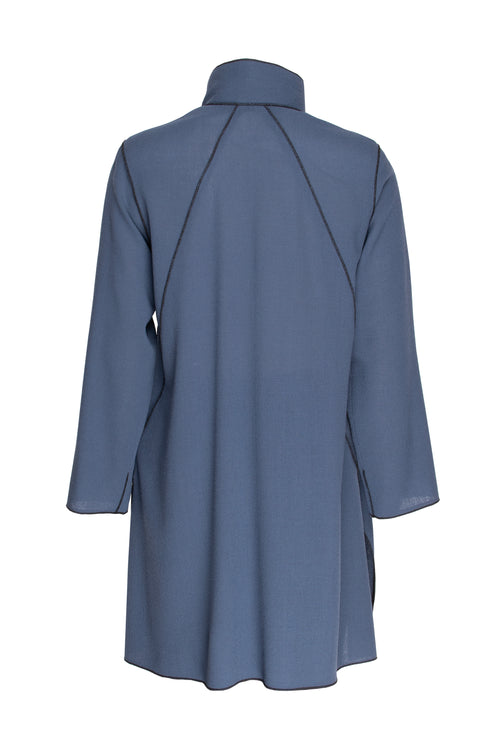 Uneven Hem Coat - Ocean Wool 3444