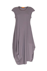 Draped Cap Sleeve Dress - Smoke Jersey 3324