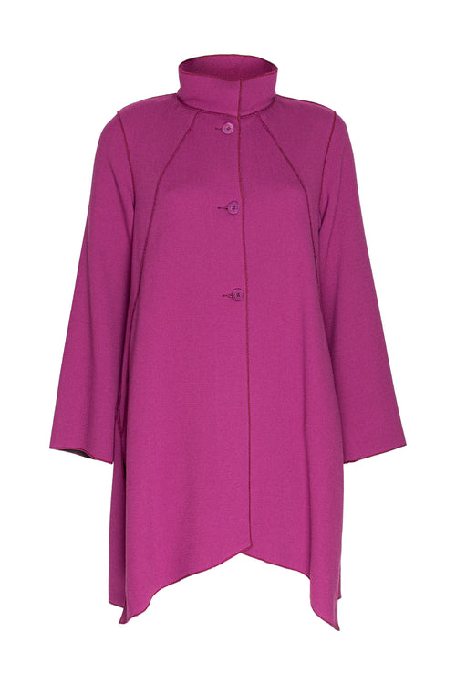 Uneven Hem Coat - Cerise 4660