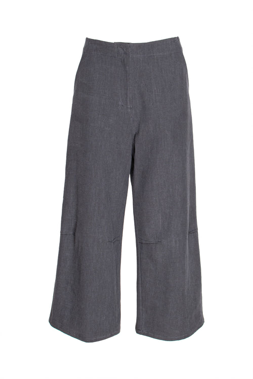 Elastic Waist 3/4 Pant - Graphite Linen 3380