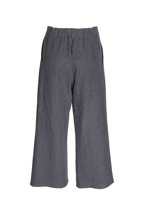 Elastic Waist 3/4 Pant - Graphite Linen 3380