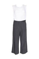 White Mesh Drape Front Singlet 3301