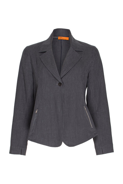 Laced Back Jacket - Graphite Linen 3377