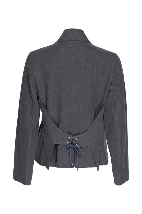Laced Back Jacket - Graphite Linen 3377