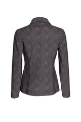 High Revere Collar Jacket - Charcoal Print Jersey 4656