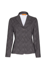 High Revere Collar Jacket - Charcoal Print Jersey 4656