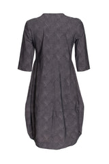 Short Sleeve Panel Hem Dress - Charcoal Check Jersey 3361