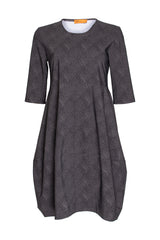Short Sleeve Panel Hem Dress - Charcoal Check Jersey 3361