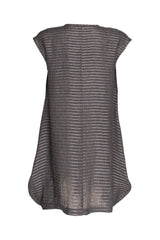 Tucked Hem Tunic - Bark Stripe Linen 3426