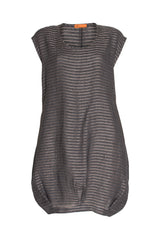 Tucked Hem Tunic - Bark Stripe Linen 3426