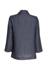 Open Collar Shirt - Ink Linen 3406