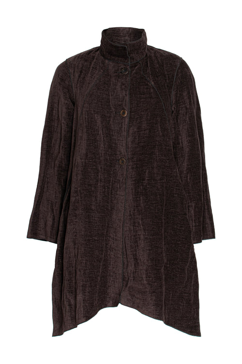 Uneven Hem Coat - Chocolate 5943