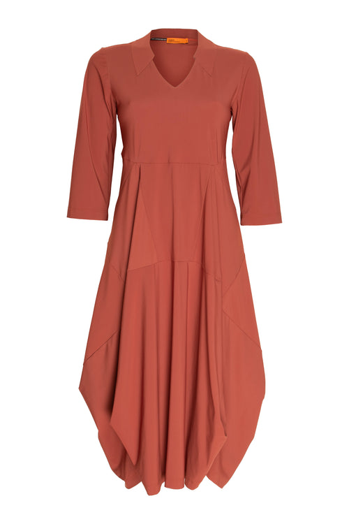 Cinnamon 3/4 Sleeve Vee Neck Multipanel Dress 5911