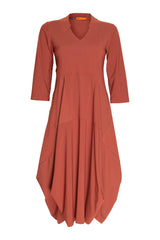 Cinnamon 3/4 Sleeve Vee Neck Multipanel Dress 5911