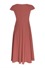 Multi Seam Cap Sleeve Dress - Cinnamon 4633
