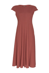 Multi Seam Cap Sleeve Dress - Cinnamon 4633