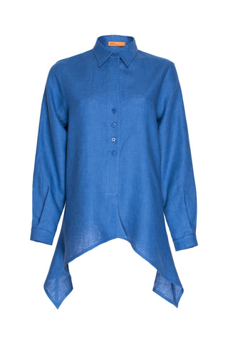 Open Collar Shirt - Multi Colour Linen 3338