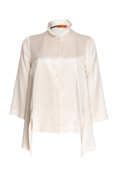 Drop Hem Shirt - Cream Silk 5926