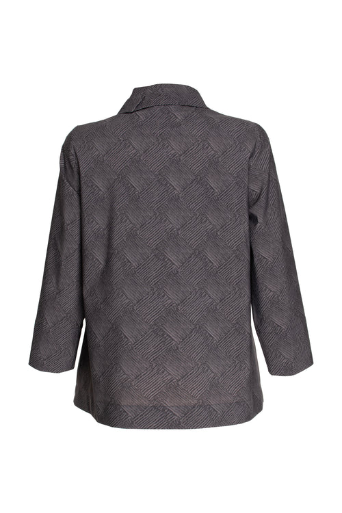 Open Collar Shirt - Charcoal Check Jersey 3407